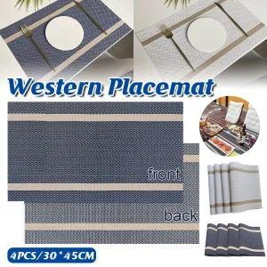 4X Anti-Skid Woven Placemat Waterproof Oil-proof Placemat Heat Resistant PVC Mat