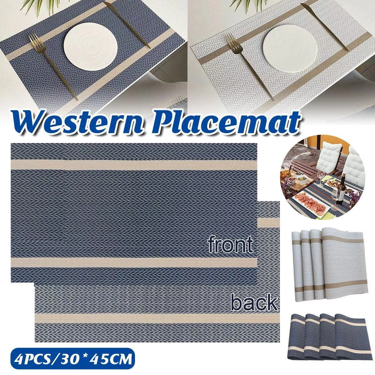 4X Anti-Skid Woven Placemat Waterproof Oil-proof Placemat Heat Resistant PVC Mat