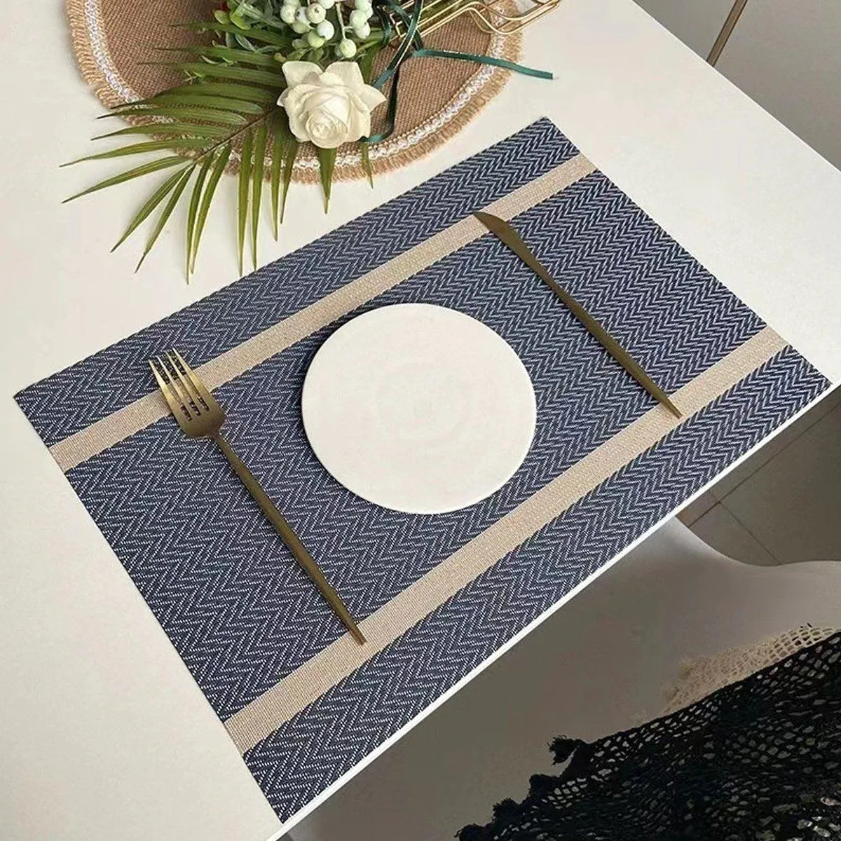 4X Anti-Skid Woven Placemat Waterproof Oil-proof Placemat Heat Resistant PVC Mat
