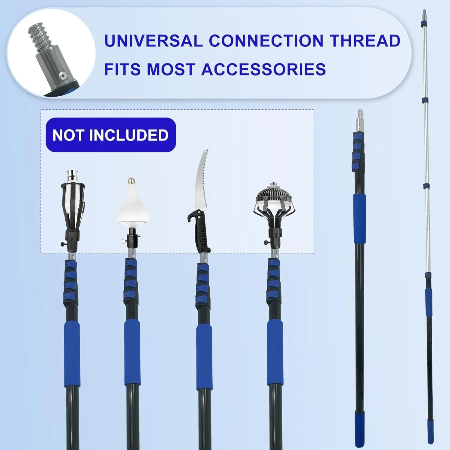 5-20FT Telescoping Pole, Multi-Purpose Extension Pole with Easy Flip Lock, Universal Twist-on Metal Tip, Lightweight Sturdy Aluminum Paint Roller Extension Pole for Painting, Window Cleaning