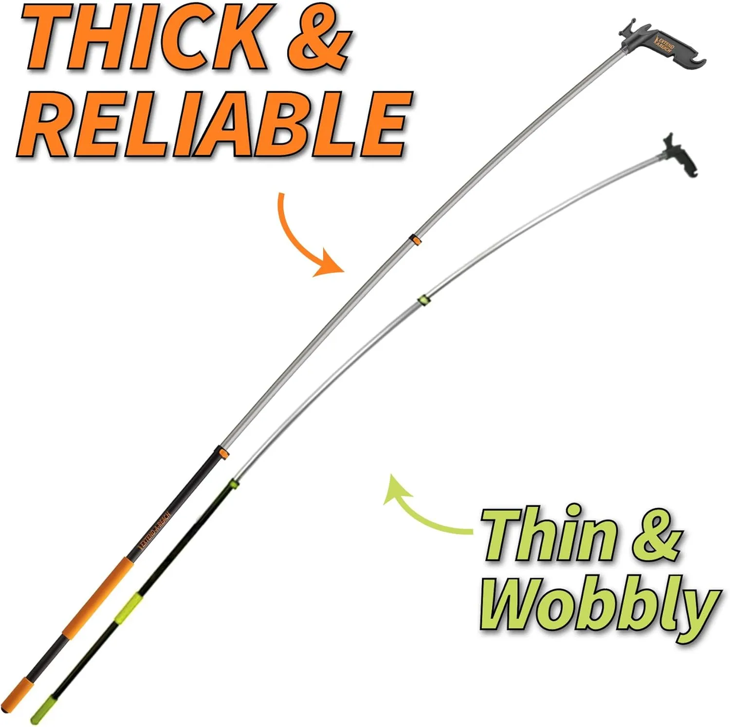 5-24 ft Long Telescopic Extension Pole with Utility Hook // Telescoping Pole for Christmas Lights Installation, String Lights, Birdfeeders // Lightweight and Sturdy // Christmas Light Pole with Hook
