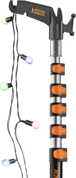 5-24 ft Long Telescopic Extension Pole with Utility Hook // Telescoping Pole for Christmas Lights Installation, String Lights, Birdfeeders // Lightweight and Sturdy // Christmas Light Pole with Hook