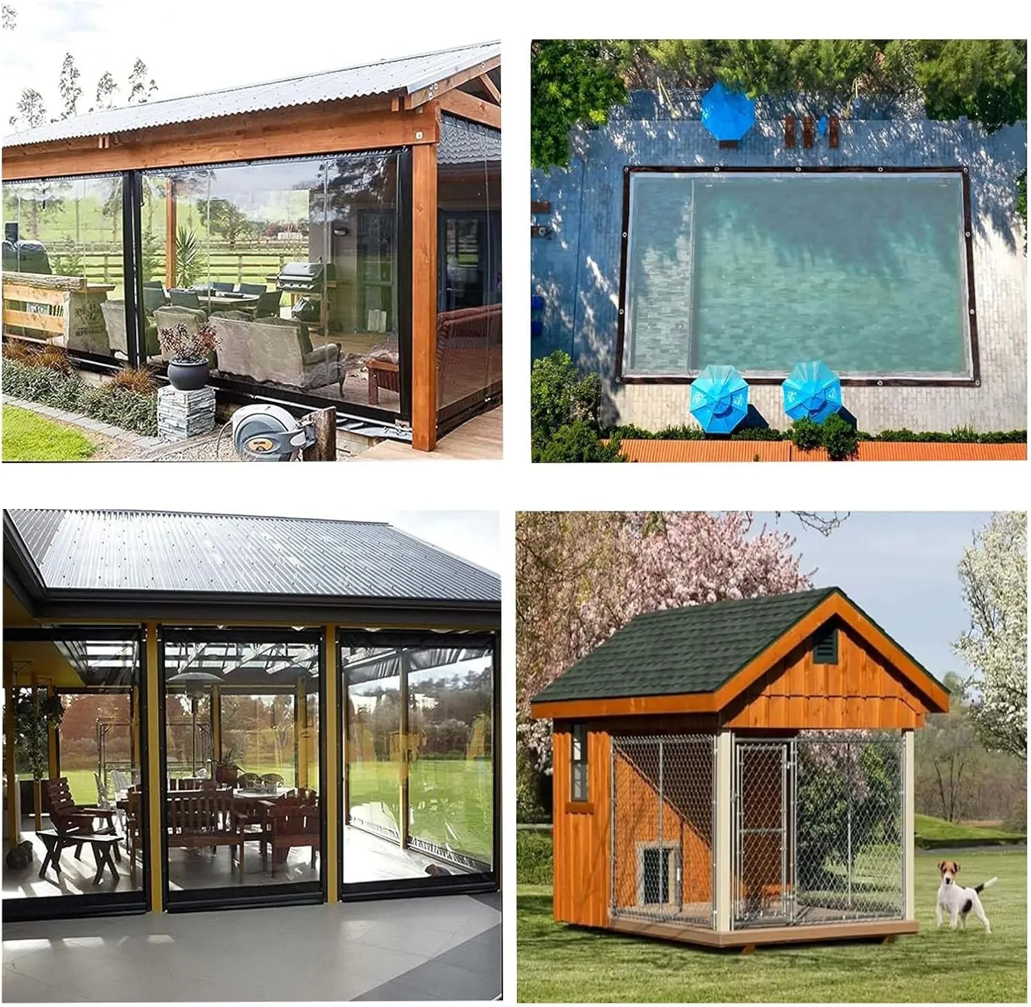 50 * 50FT,Clear Tarp - Waterproof ，Garden Rainproof Transparent Poly Tarpaulin, Windproof & Snowproof Shed Cloth with Grommets Rope for Covering Henhouse Porch Plant Camping