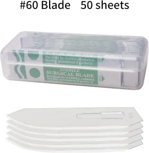 50pcs #60 Scalpel Blades 0.4mm Individually Wrapped Pack Blades Carbon Steel