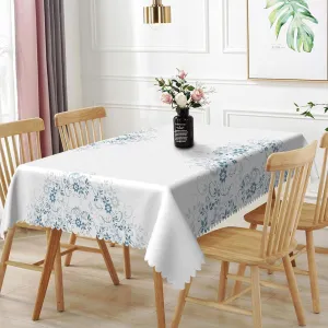 54x78inches Floral Rectangle Tablecloth Blue Grey Flower Printed Table Cloth Oil Proof Spill Proof Fabric Table Cover for Kitchen Dining Room Patio Buffet Banquet Party Home Decorations