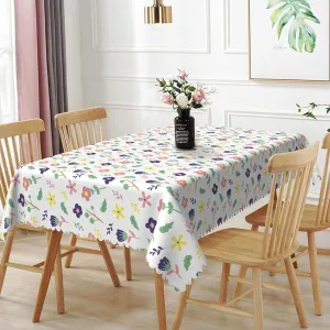 54x78inches Spring Summer Floral Tablecloth Cartoon Colorful Flowers Rectangle Table Cloth Dust-Proof Wrinkle Resistant Fabric Table Cover for Home Kitchen Dining Room Picnic Camping Decor