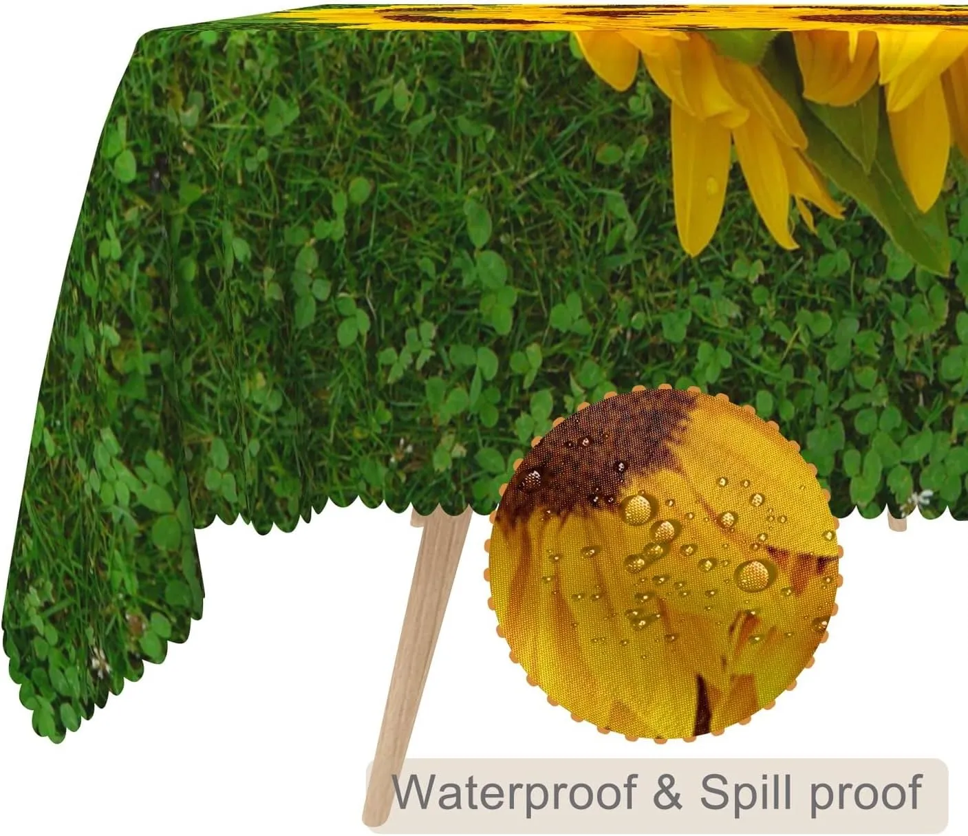 54x78inches Sunflowers Rectangle Tablecloth Green Grassland Yellow Floral Table Cloth Waterproof and Stain Resistant Table Cover for Home Kitchen Dining Room Picnic Indoor Outdoor Party Decor