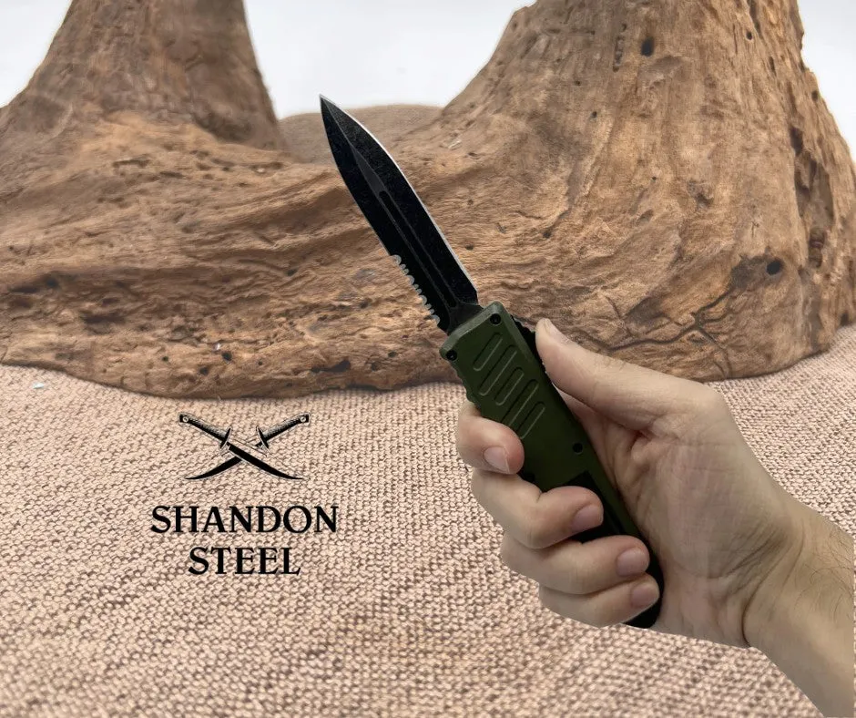 5.5" Automatic OTF Knife w/ Half Serrated Dagger Blade 194GNUS
