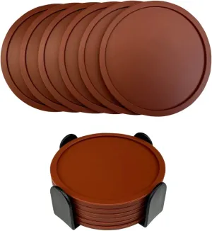 6 Pieces Silicone Coasters, Cup Coasters for Drinks, Heat Resistant Glass Cushion, Coffee Coaster for Table, Desk, Kitchen, Office, Bar Furniture Protection, Hot Cup Mat (Brown)