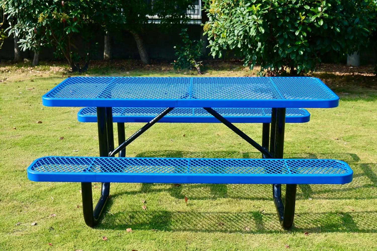 6' Rectangular Picnic Table, Expanded Metal,(72" Long) (Blue)