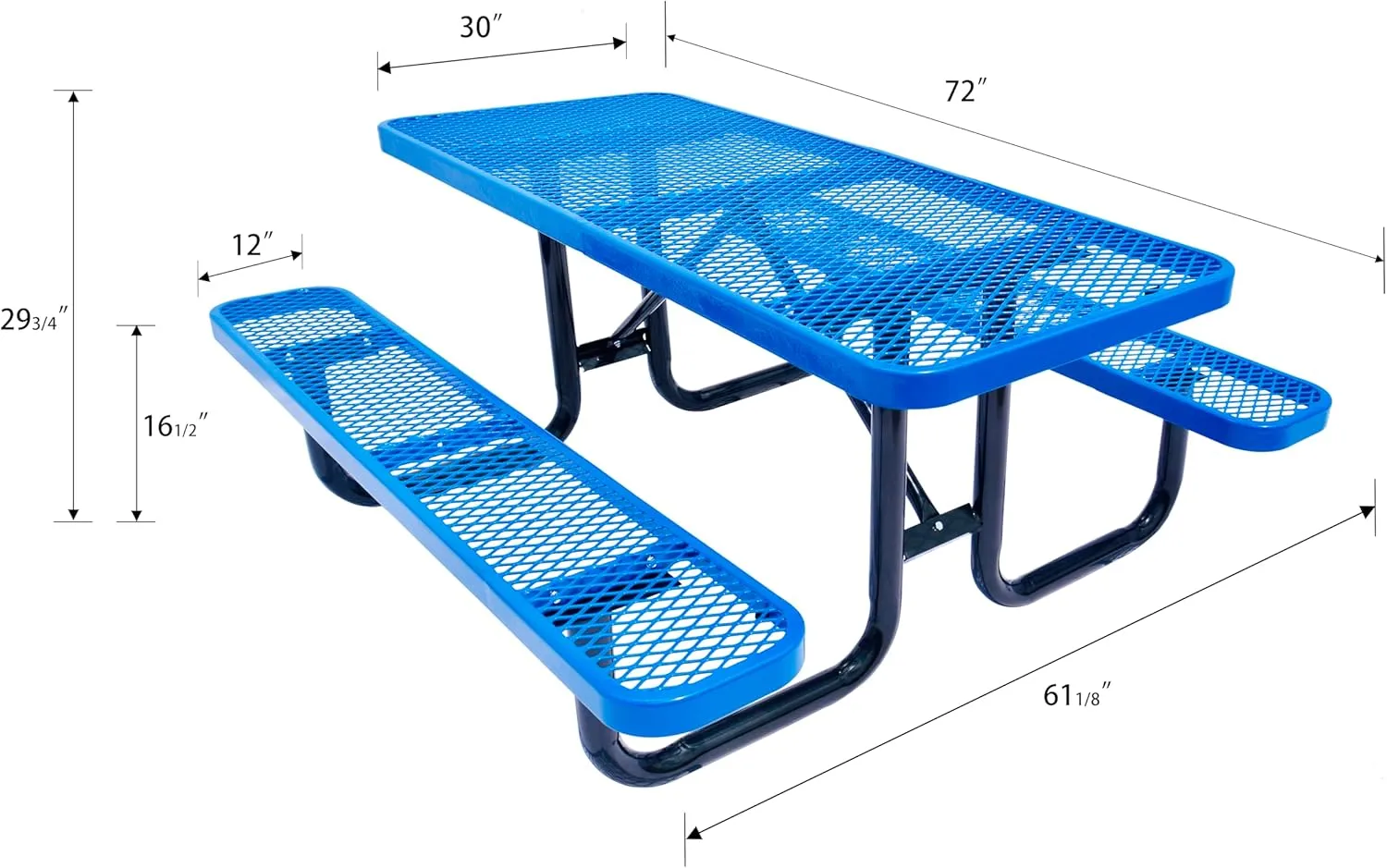 6' Rectangular Picnic Table, Expanded Metal,(72" Long) (Blue)