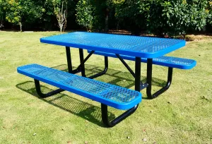 6' Rectangular Picnic Table, Expanded Metal,(72" Long) (Blue)
