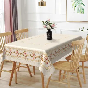 60x108inches Decorative Rectangle Tablecloth Red Floral Print Pattern Table Cloth Wrinkle Free and Stain Resistant Table Cover for Home Kitchen Dinning Room Patio Holiday Party Decorations