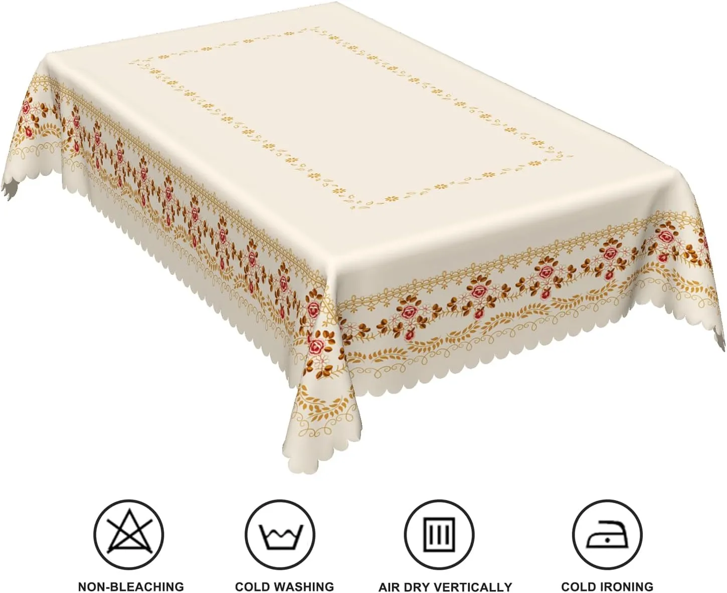 60x108inches Decorative Rectangle Tablecloth Red Floral Print Pattern Table Cloth Wrinkle Free and Stain Resistant Table Cover for Home Kitchen Dinning Room Patio Holiday Party Decorations