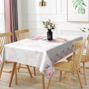 60x108inches Flowers Rectangle Table Cloth Pink Blue Rose Flowers and Pampas Grass Printed Tablecloth Cover for Dinning Room Kitchen Holiday Camping Picnic Birthday Wedding Party Banquet