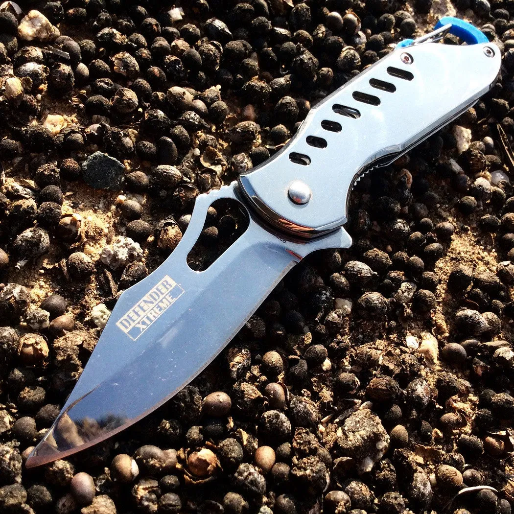 6.5" Defender Xtreme Pocket Folding Knife Blade with Key Chain Clip Mixed Colors