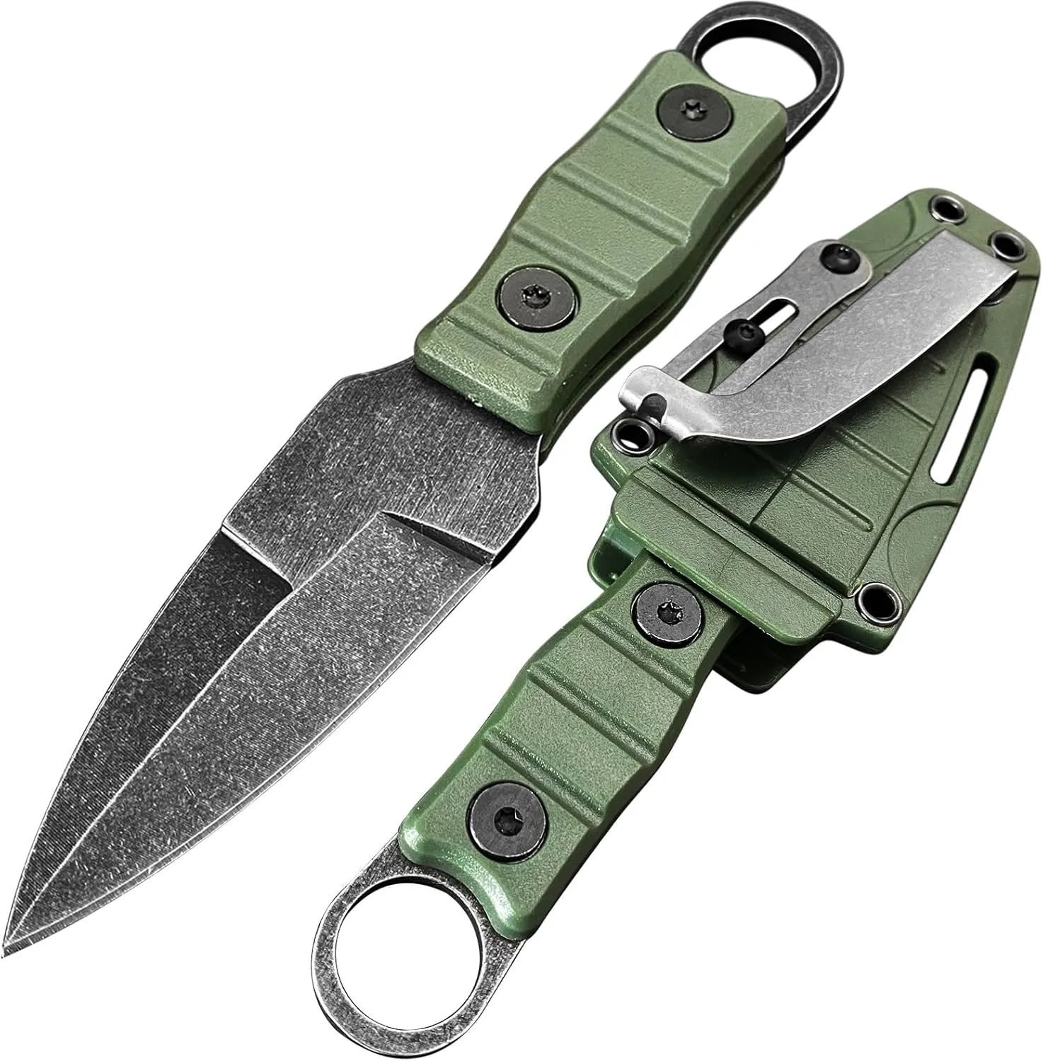 6.7 Inch EDC Small Tactical Fixed Blade Knife with Sheath and Clip, Full Tang Survival Knives for Men and Women, Camping Hiking Hunting Tools