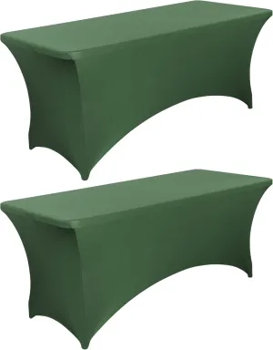 6FT Fitted Blackish Green Table Cloths for Rectangle Tables, 2 Pcs - Stretch Spandex Table Cover Protector for Banquet, Massage Bed, Wedding, Birthday, 72 Length x 30 Width x 30 Height