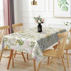 70x140inches Floral Tablecloth Vintage Garden Plants with Herbs Flowers Botanical Classic Design Table Cloth Polyester Rectangular Table Cover for Dining Room Kitchen Picnic Indoor Outdoor