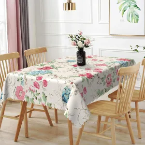 70x140inches Meadow Flowers Rectangle Tablecloth Red Blue Floral Print Pattern Polyester Fabric Table Cloth Waterproof and Stain Resistant Table Cover for Kitchen Dining Room Picnic Home Decor
