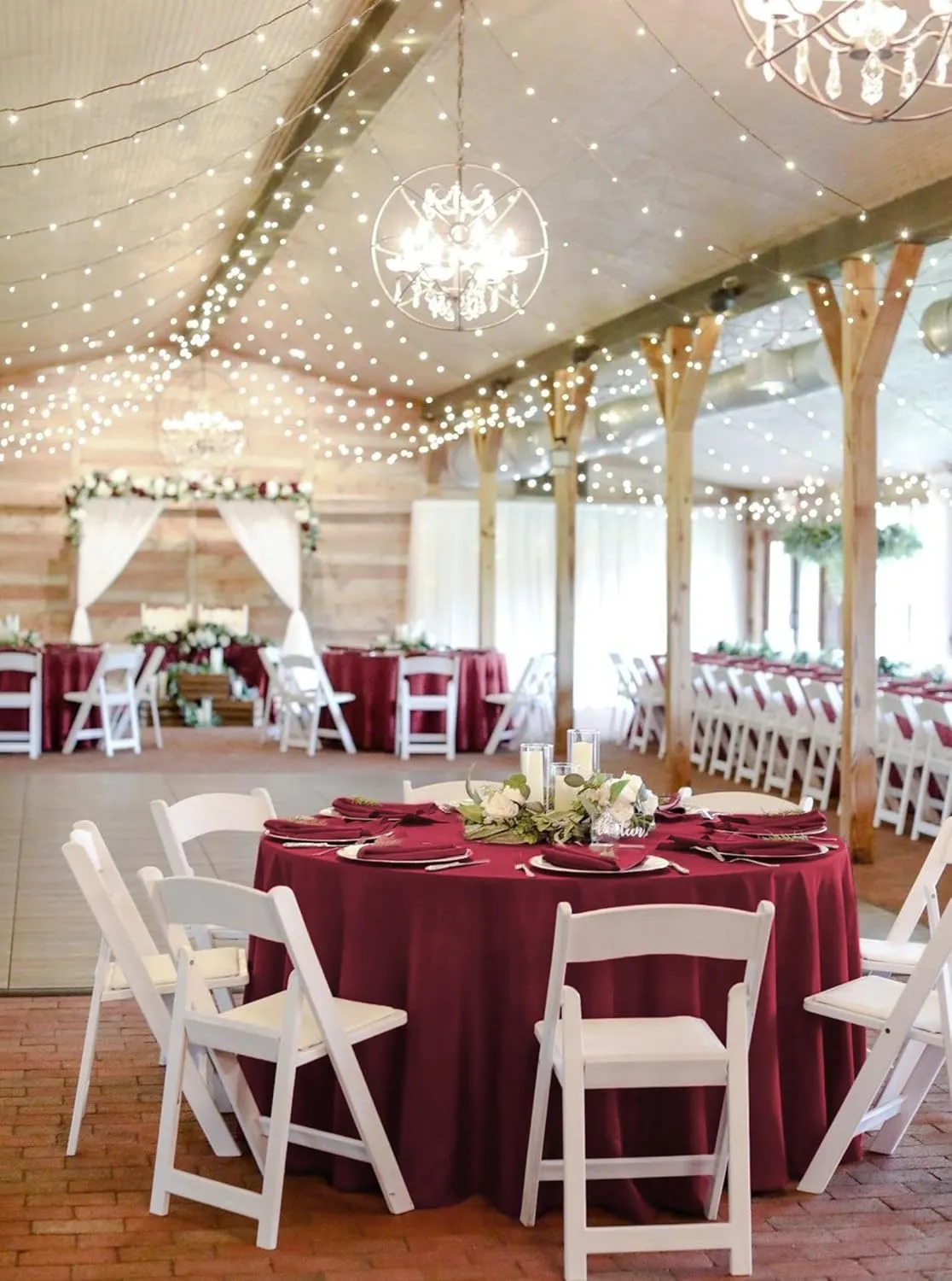8 Pack Round Tablecloth 90 Inch - Burgundy Polyester Table Cloth for Round Table, Premium Stain and Wrinkle Resistant Washable Fabric Table Cover for Wedding Party Banquet Restaurant Reception