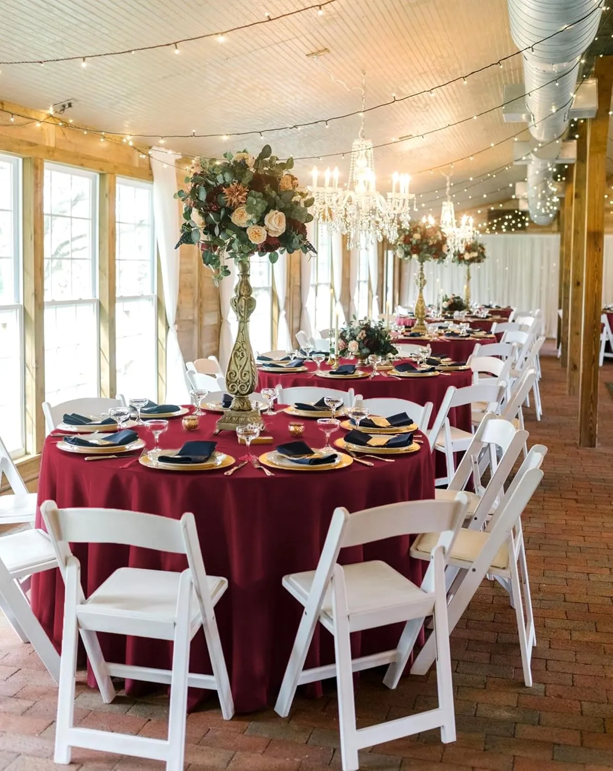 8 Pack Round Tablecloth 90 Inch - Burgundy Polyester Table Cloth for Round Table, Premium Stain and Wrinkle Resistant Washable Fabric Table Cover for Wedding Party Banquet Restaurant Reception