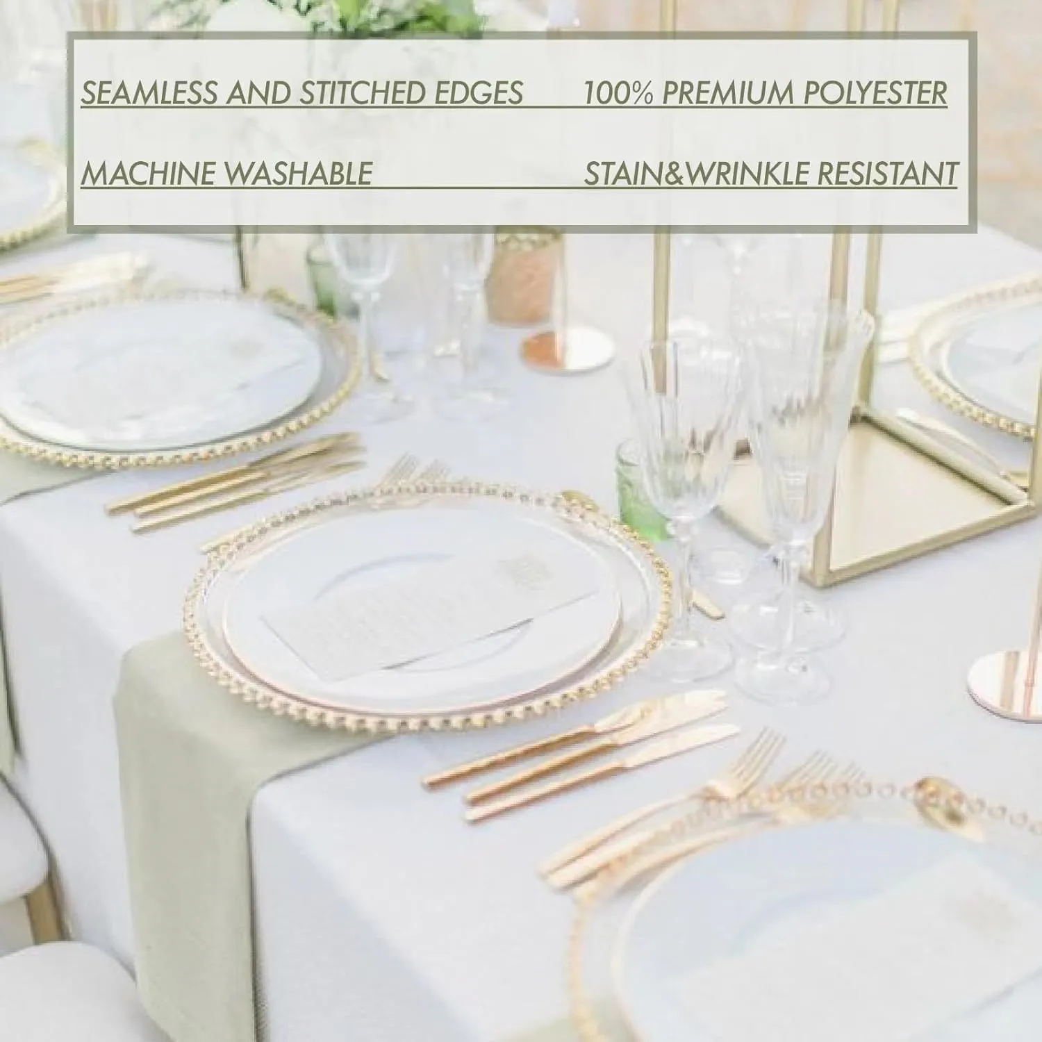 8 Pack White Table Cloth 60 x 102 Inch Polyester tablecloths for 6 Foot Rectangle Tables, Stain and Wrinkle Resistant Washable Fabric White Table Covers for Parties, Wedding, Banquet, Dining