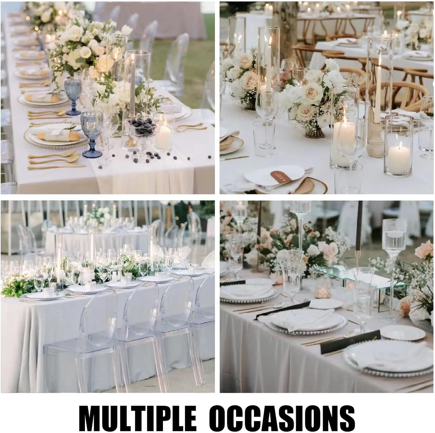 8 Pack White Table Cloth 60 x 102 Inch Polyester tablecloths for 6 Foot Rectangle Tables, Stain and Wrinkle Resistant Washable Fabric White Table Covers for Parties, Wedding, Banquet, Dining