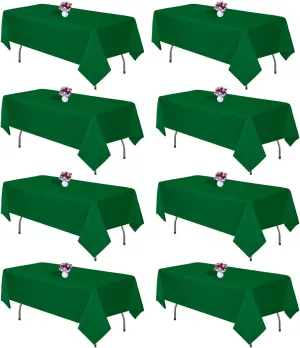 8 Packs Green Table Cloth Rectangle 60x102 Inch Rectangular Table Cloth for 6 Foot Rectangle Table, Wrinkle Resistant Polyester Fabric Tablecloth Washable Table Cover for Wedding Party Decor