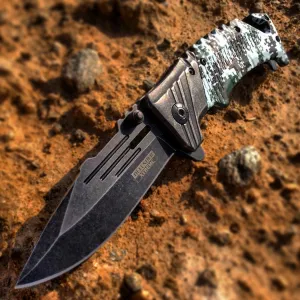 8" Defender Xtreme Folding Tactical Knive with Seat Belt Cutter in Mixed Colors