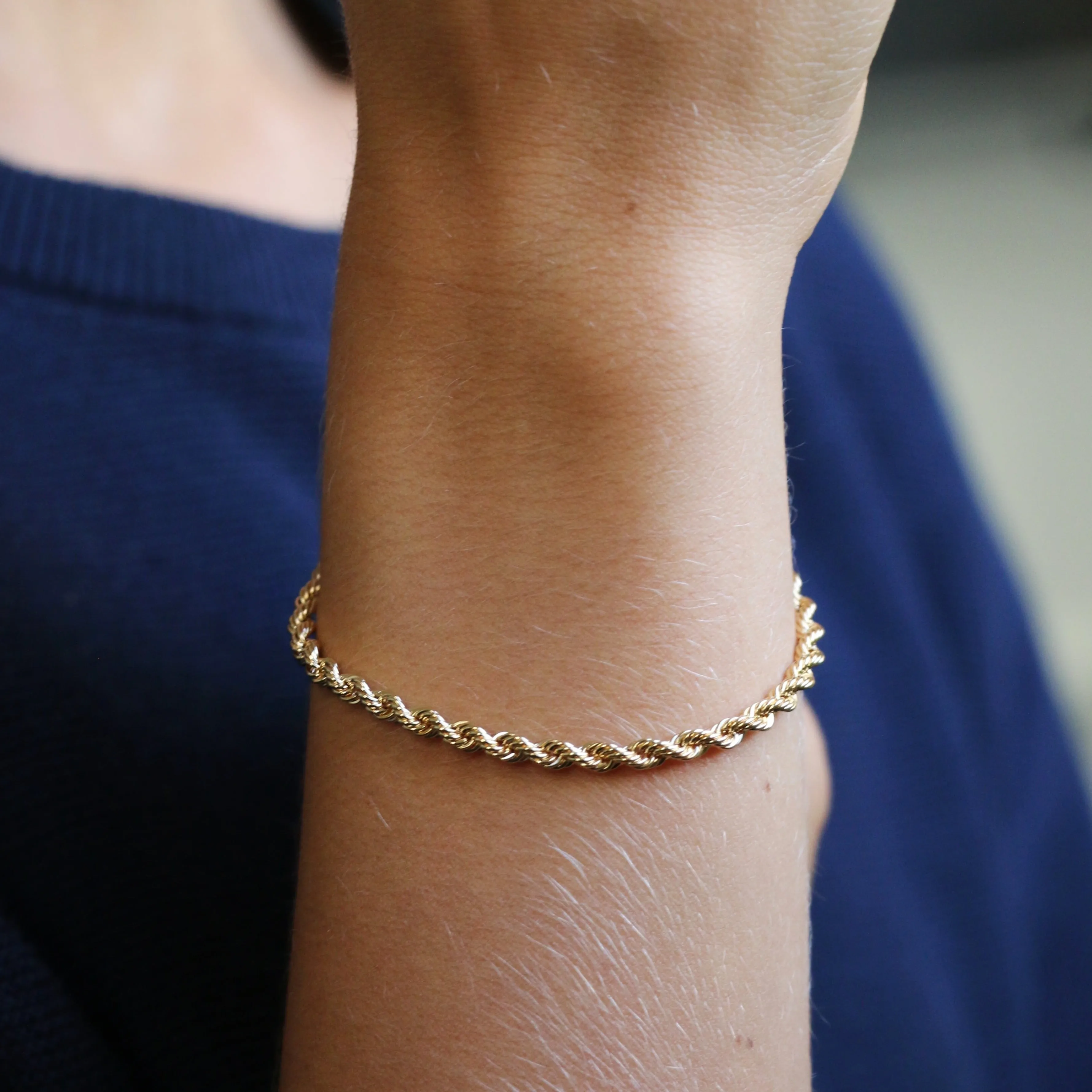 9k Gold Chain Rope Bracelet