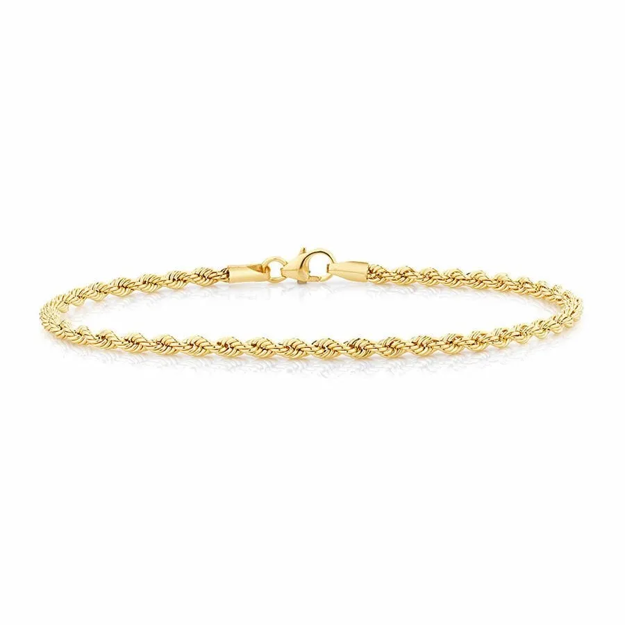 9k Gold Chain Rope Bracelet