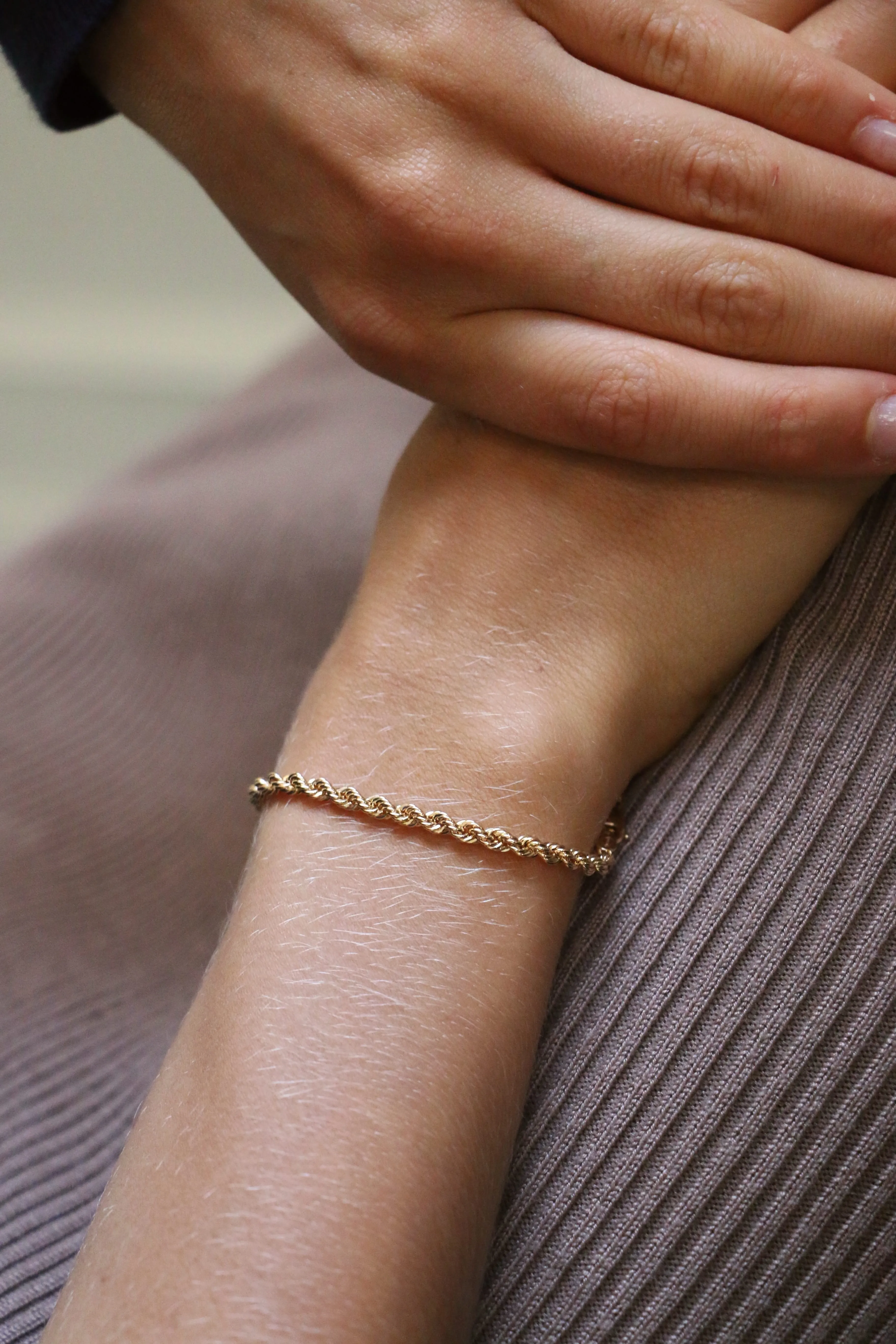 9k Gold Chain Rope Bracelet