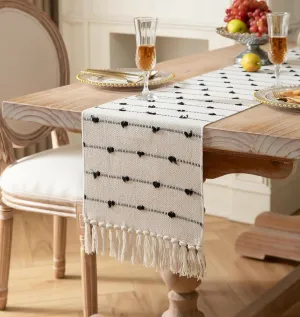 Aaho Decor Handmade Organic Cotton Table Runner 14 x 72 Inches Off-White Beige Multipurpose Dining Table Linen