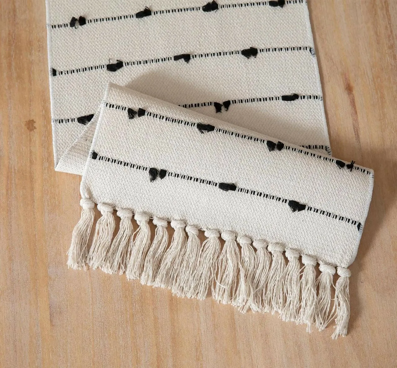 Aaho Decor Handmade Organic Cotton Table Runner 14 x 72 Inches Off-White Beige Multipurpose Dining Table Linen