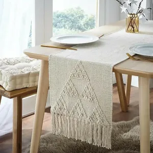 AaHo Decor Organic Cotton Table Runner 14x72 Inches Washable Linen for 4 & 6 Seater Dining, Center, and Coffee Tables(BEIGE COLOR)