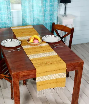 AaHo Decor Organic Cotton Table Runner 14x72 Inches Washable Linen for 4 & 6 Seater Dining, Center, and Coffee Tables(YELLOW COLOR)