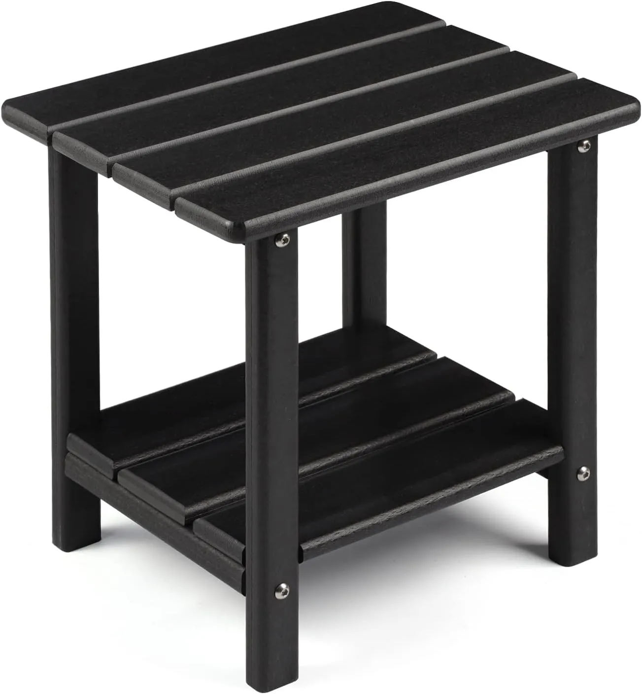 Adirondack Outdoor Side Table, 2-Tier Sturdy Patio End Table Weather Resistant, 16.5" Solid Side Table for Patio, Pool, Porch