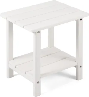 Adirondack Outdoor Side Table, 2-Tier Sturdy Patio End Table Weather Resistant, 16.5" Solid Side Table for Patio, Pool, Porch