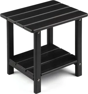 Adirondack Outdoor Side Table, 2-Tier Sturdy Patio End Table Weather Resistant, 16.5" Solid Side Table for Patio, Pool, Porch