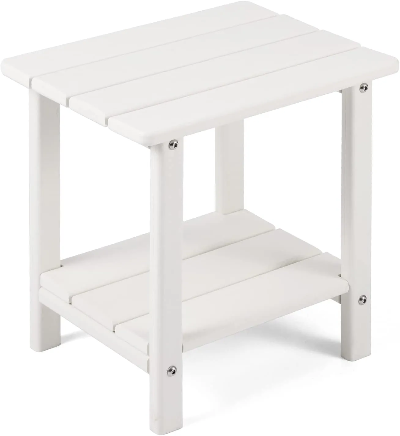 Adirondack Outdoor Side Table, 2-Tier Sturdy Patio End Table Weather Resistant, 16.5" Solid Side Table for Patio, Pool, Porch
