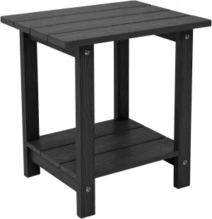 Adirondack Side Table - Outdoor Indoor End Table, Weather Resistant, 17' Black for Patio and Deck