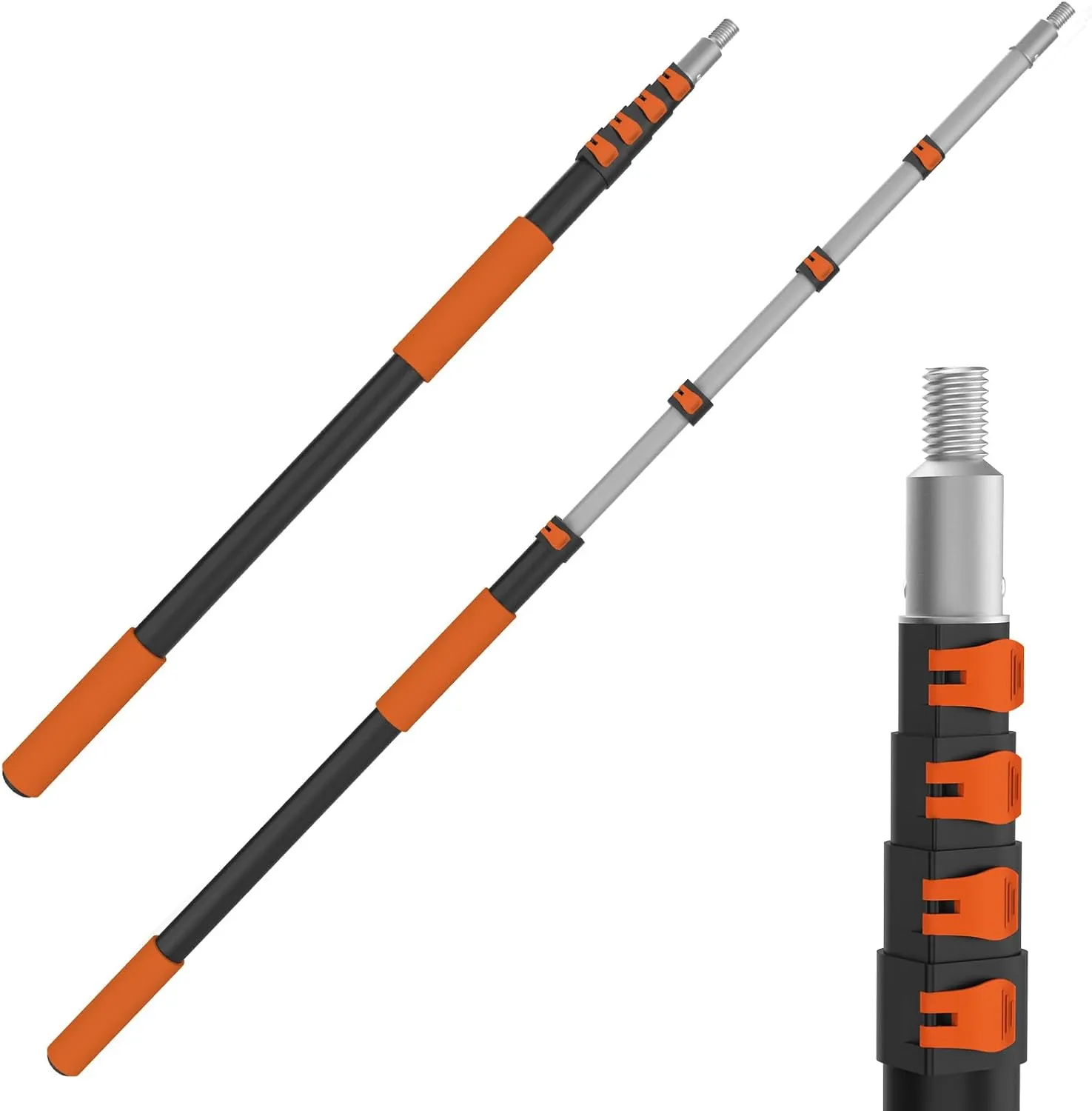 AgiiMan 15FT Reach Telescoping Pole - 3 to 12FT Extension Pole, Portable Aluminum Telescoping Rod with Easy Flip Lock, Paint Roller Extension Poles for Paint Dusting, Window Cleaning