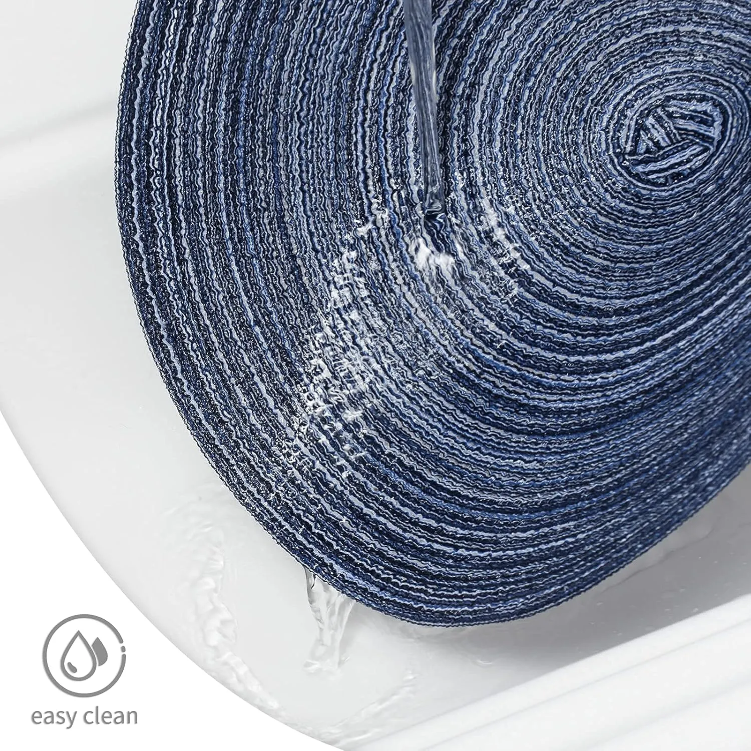AHHFSMEI Round Braided Placemats Set of 6 Round Table Mats for Dining Tables Natural Woven Heat Resistant Place mats 15 Inch (Multi Blue)