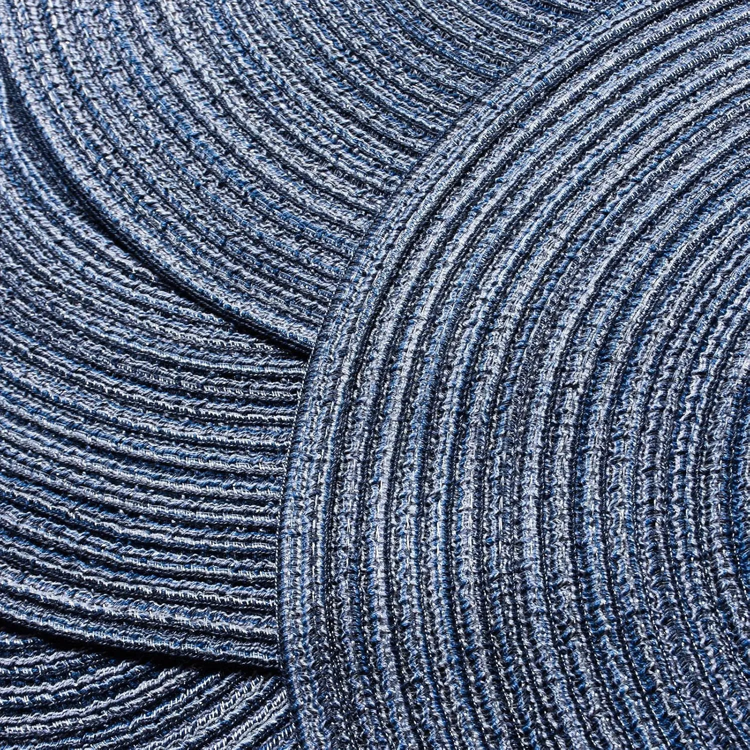 AHHFSMEI Round Braided Placemats Set of 6 Round Table Mats for Dining Tables Natural Woven Heat Resistant Place mats 15 Inch (Multi Blue)