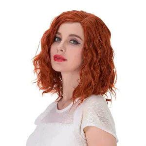 Aicos Orange Wig, Heat Resistant 35cm, Fashion Red Wig with Curly Ginger Hair for Daily Dress Carnival Party Masquerade Cosplay, with Free Wig Cap