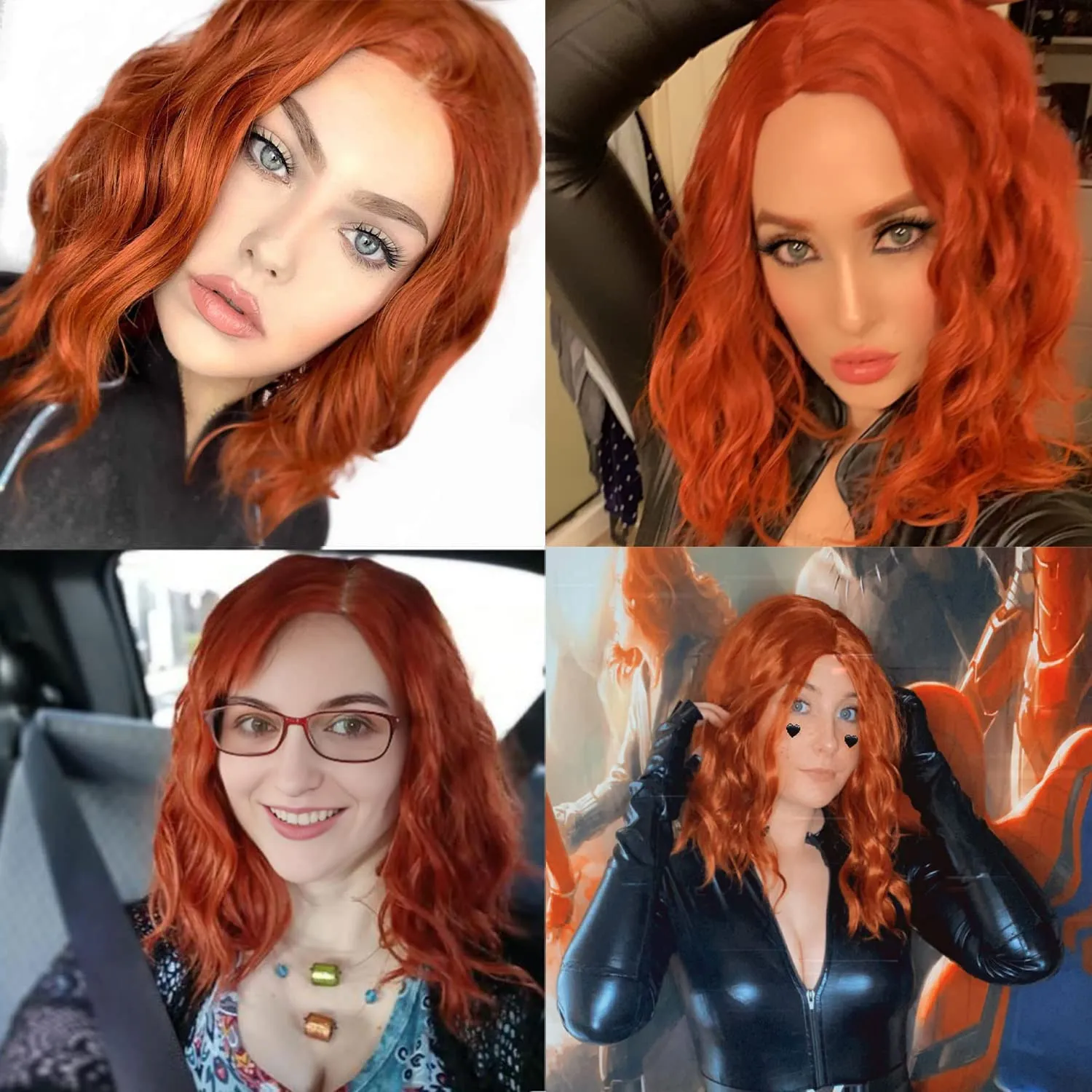 Aicos Orange Wig, Heat Resistant 35cm, Fashion Red Wig with Curly Ginger Hair for Daily Dress Carnival Party Masquerade Cosplay, with Free Wig Cap