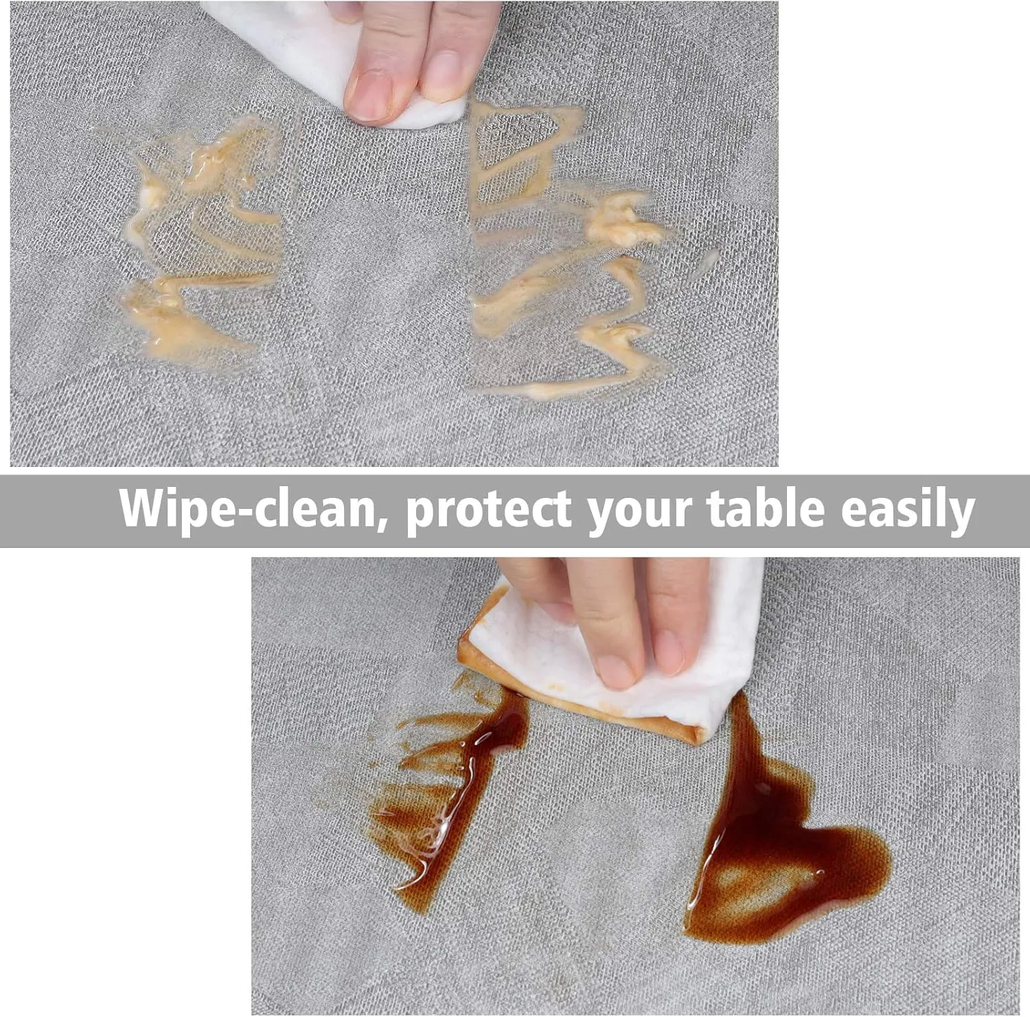 AIRCOWRIE Waterproof Vinyl Tablecloths, Heavy Duty Oil Proof Spill Proof Plastic Table Cloth, Wipe Clean PVC Table Cover for Spring Indoor and Outdoor Use (Grey, 54”×108”, Rectangle)