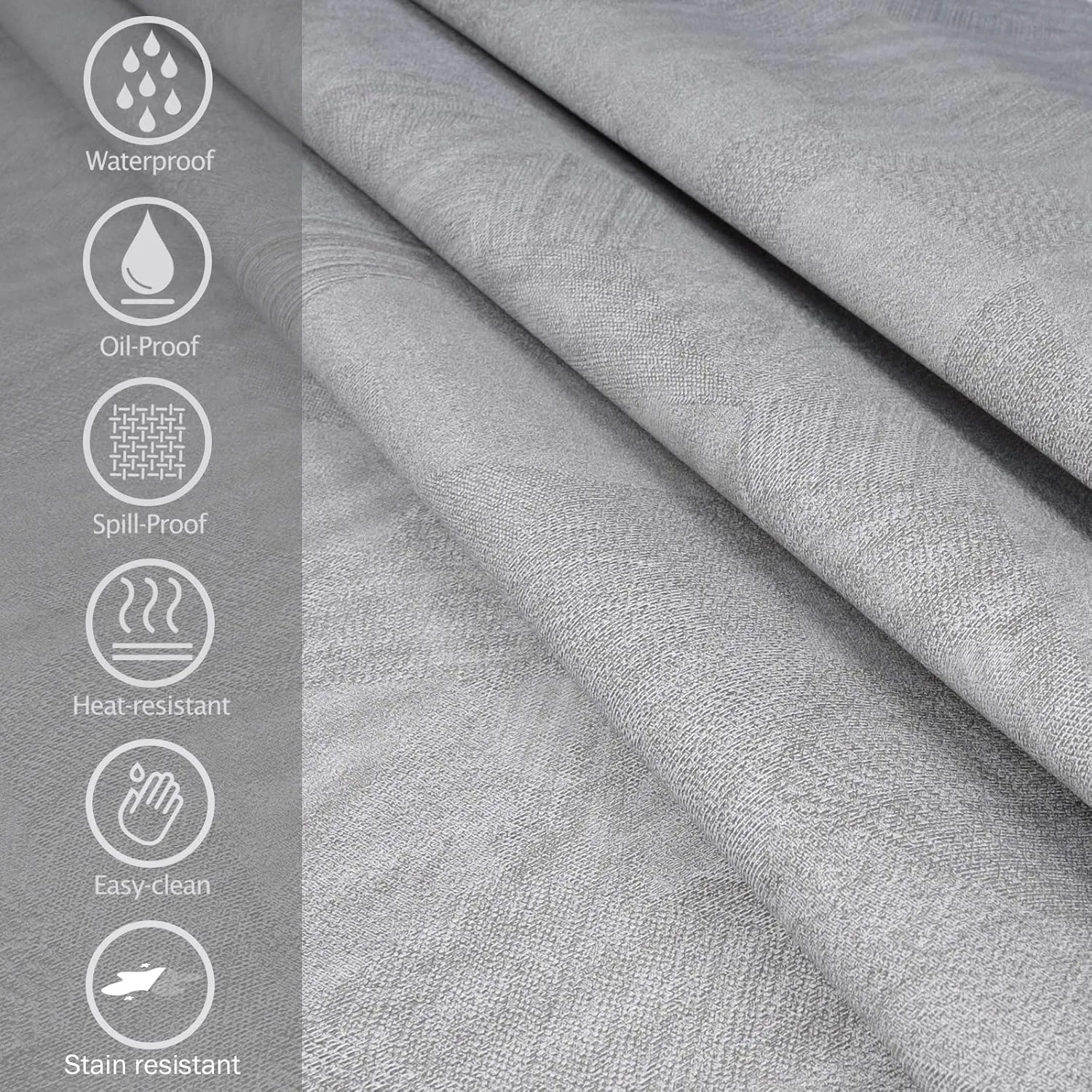 AIRCOWRIE Waterproof Vinyl Tablecloths, Heavy Duty Oil Proof Spill Proof Plastic Table Cloth, Wipe Clean PVC Table Cover for Spring Indoor and Outdoor Use (Grey, 54”×108”, Rectangle)