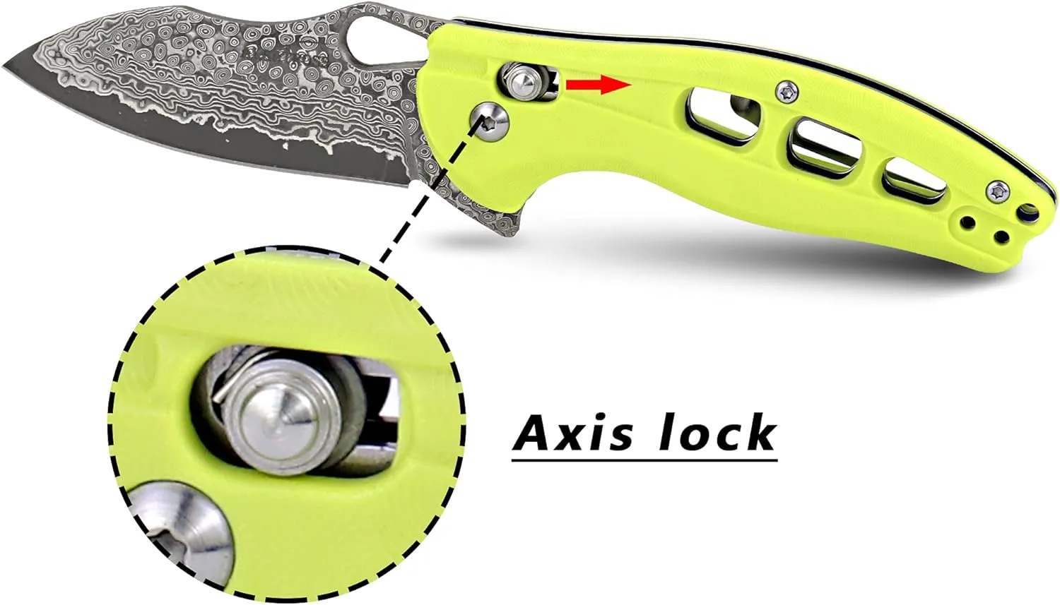 ALBATROSS Cool Flipper Axis Lock Opening Folding Pocket Knife with 3" Modern Damascus Steel Blade and 4.25" High Strength FRN Handle, Deep Carry Pocket Clip - Gifts Box FK036DA-GN